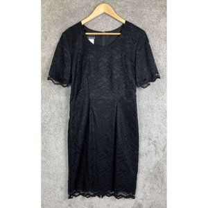 My Michelle Vintage Dress Womens 8 Black Lace Short Sleeve Back Zip Lined- 7248